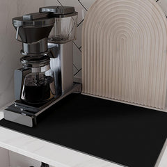 Coffee Bar Mat for Spill-proof, 24 x 16 Inch Hide Stain Abosrbent Mat | Non-Slip Rubber Backed Coffee Bar Accessories Under the Cofee Machines (Black)