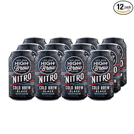 High Brew Coffee, Cold Brew, Nitro Black, Sugar Free & Dairy Free, 10 Fl Oz Can (Pack of 12)