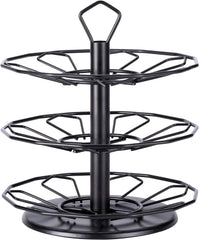 FlagShip K cup Holder Carousel 3 Tier for Keurig Pod Holder Metal DIY Install Small for K-cup Storage Stand 21 K Pod Storage