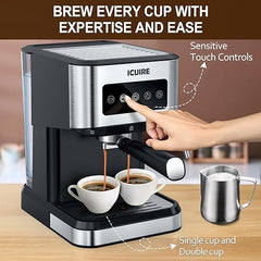 ICUIRE Espresso Machine 20 Bar, Latte Machine with Milk Frother Steam Wand, 1050W Compact Expresso Coffee Maker with 1.5L/50oz Removable Water Tank…