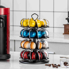 FlagShip 4 Tier Coffee Pod Holder Carousel for Vertuo Pod Storage Organizer (40 Pods Capacity)