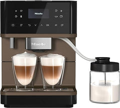 Miele NEW CM 6360 MilkPerfection Automatic Wifi Coffee Maker & Espresso Machine Combo, 1.8 liters, Obsidian Black & Bronze Pearl Finish - Grinder, Milk Frother, Cup Warmer, Glass Milk Container