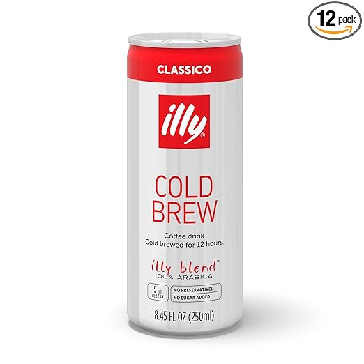 illy Ready To Drink Coffee - Cold Brew Cans - 100% Arabica Coffee - Smooth & Refreshing Taste - Convenient, Easy to Carry Coffee Drink – 8.5 oz., 12 Pack