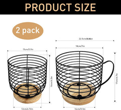 2PC Coffee coffee pod organizer，coffee pod holders for counter，coffee pod storage，k cup holder，coffee bar accessories - Extra Large Capacity Black Line Kup Storage Box.