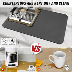 DK177 Coffee Mat Coffee Bar Mat Hide Stain Absorbent Drying Mat with Waterproof Rubber Backing Fit Under Coffee Maker Coffee Machine Coffee Pot Espresso Machine Coffee Bar Accessories-19"x12"