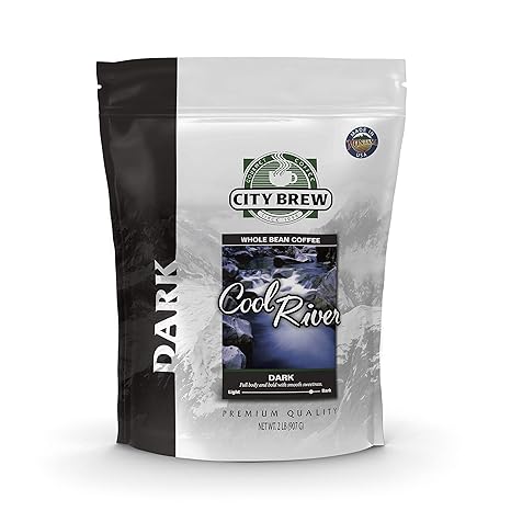 City Brew Coffee, Cool River Espresso, Dark Roast, Gourmet Arabica, 2 lb, Whole Bean