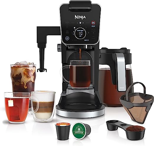 Ninja CFP307 DualBrew Pro Sistema de café especial, porción individual, compatible con K-Cups y cafetera de goteo de 12 tazas, con filtro permanente negro 