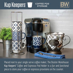 Boston Warehouse Coffee Mug Kup Keeper, Storage Basket,20 pods