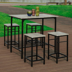 5 Pieces Dining Set for 4, Dining Table with 4 Stools, Home Kitchen Breakfast Table, Bar Table Set, Bar Table with 4 Bar Stools, Kitchen Counter with Bar Chairs, Gray OGT11-HG