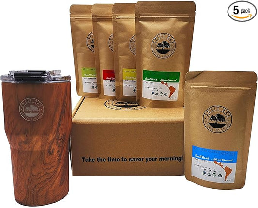 Las Americas Insulated Coffee Tumbler Gift Box with Gourmet Organic Medium Roast whole Bean Coffee with Best Beans From Mexico, Guatemala, Peru, Colombia and Brazil