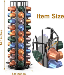 Coffee Pod Holder for Nespresso OriginalLine, Coffee Pod Storage Organizer 360 Degree Rotatable Coffee Capsules Carousel for Nespresso, Holds 60 Coffee Pods, for Home Bar Countertop