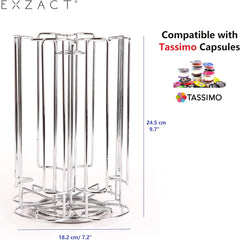 EXZACT Coffee Capsule Holder, Compatible with Tassimo Capsules (52pcs) – Rotating Coffee Pod Stand (Tassimo 52pcs)