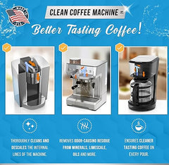 Coffee Machine Descaler Descaling Solution - 32oz (8 Uses) Compatible with Keurig, Nespresso, Breville, Delonghi, Jura, Ninja - Espresso Coffee Maker Cleaner, Coffee Pot Cleaning Limescale Remover