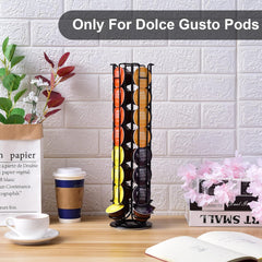 SYSYLY Coffee Pod Storage Carousel Holder Organizer Compatible with 32 Dolce Gusto Pods,Modern Black Design, Home or Office Kitchen Counter Organizer