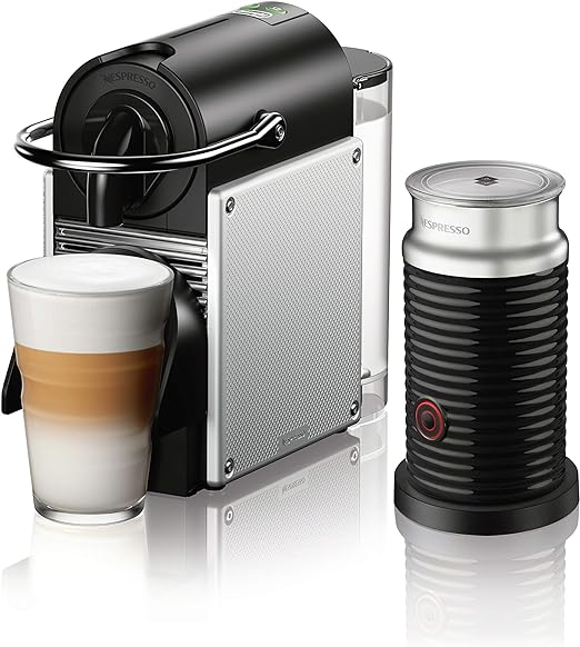 Nespresso Pixie Coffee and Espresso Machine by De'Longhi with Milk Frother, Aluminum, 34 ounces