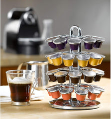 Nifty Nespresso Original Line Capsule Carousel – 40 Coffee Pod Storage Holder, Spins 360-Degrees, Lazy Susan Platform, Modern Chrome Design, Home or Office Kitchen Counter Organizer