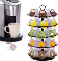 FlagShip for Keurig Pod Holder K cup Carousel Coffee Pod Holder Stand Black Metal 5 Tier 35 Pods