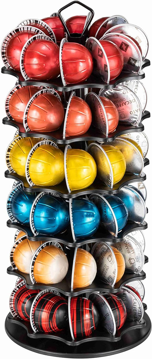 FlagShip 6 Tier Coffee Pod Holder Vertuo Carousel Stand Storage for Vertuoline Pod (60 Pods Capacity)