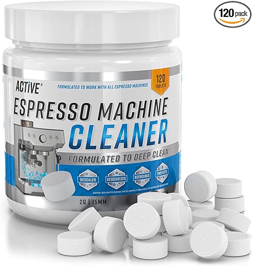 Espresso Machine Cleaning Tablets Descaling - 120 Tabs | Compatible with Breville Barista Express, Gaggia, Delonghi, Jura, Philips | Expresso Maker Backflush Oil Remover Solution Cleaner Clean Tablet