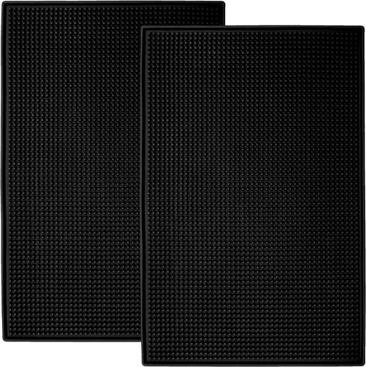 S&T INC. Bar Mat, Coffee Mat, 11.9 Inch x 17.8 Inch, Black, 2 Pack