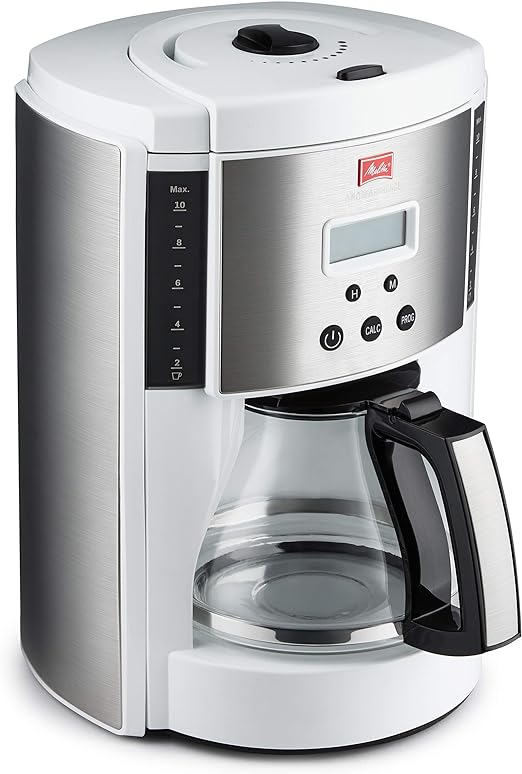 Melitta Aroma Enhance Cafetera de Goteo, con Jarra de Vidrio, Capacidad para 10 Tazas, Color Blanco 