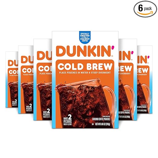 Dunkin' Cold Brew Ground Coffee Packs, 8.46 Ounces (Pack of 6)