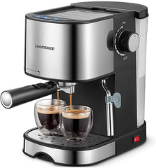 Ihomekee Espresso Machine 15 Bar Pump Pressure, Espresso and Cappuccino Coffee Maker with Milk Frother/Steam Wand for Latte, Mocha, Cappuccino, Silver+Black