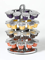 Nifty Nespresso Original Line Capsule Carousel – 40 Coffee Pod Storage Holder, Spins 360-Degrees, Lazy Susan Platform, Modern Chrome Design, Home or Office Kitchen Counter Organizer