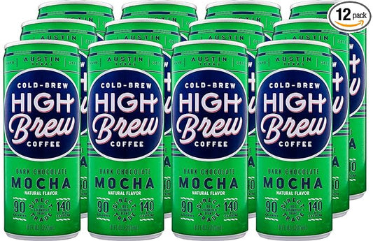 High Brew Coffee, Cold Brew, Dark Chocolate Mocha, 8 Fl Oz Can (Pack of 12)