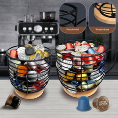 2PC Coffee coffee pod organizer，coffee pod holders for counter，coffee pod storage，k cup holder，coffee bar accessories - Extra Large Capacity Black Line Kup Storage Box.