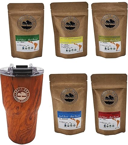 Las Americas Insulated Coffee Tumbler Gift Box with Gourmet Organic Medium Roast whole Bean Coffee with Best Beans From Mexico, Guatemala, Peru, Colombia and Brazil