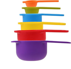 6PCS Measuring Cups And Spoons, Little Cook Colorful Measuring Cups And Spoons Set, Stackable Measuring Spoons, Nesting Plastic Measuring Cups,Dishwasher Safe - Durable Ramdon Colors