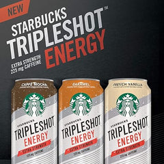 Starbucks Tripleshot Energy Extra Strength Espresso Coffee Beverage, French Vanilla (12 Pack) and Starbucks Ready to Drink Coffee, Espresso & Cream (12 Pack)