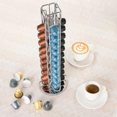 Mixpresso Capsule Spinning Carousel Holder I 360 Degree Rotatable Coffee Capsules Holder Rack I Solid Base | Holds 40 Coffee Pods Easy Access, Espresso Pod Holder For Home & Office