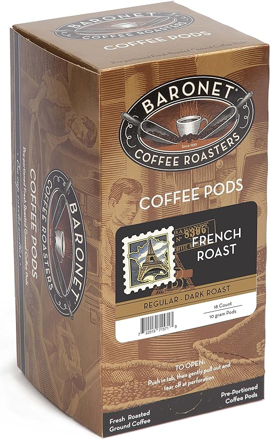 Baronet Coffee French Dark Roast, 18-Count Coffee Pods (Pack of 3)