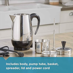 Farberware Electric Coffee Percolator, FCP280, Stainless Steel Basket, Automatic Keep Warm, No-Drip Spout, 8 Cup