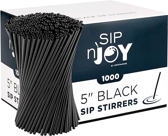 Coffee Stirrers Sticks, Disposable Plastic Drink Stirrer Sticks, 1000 Stirrers, Use It As A Coffee Straws Or A Cocktail Mixers (Black, 5-Inch (Pack of 1)