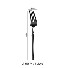 Matte Black Stainless Steel Luxury Cutlery Tableware Knife Coffee Ice Spoon Fork Chopsticks Flatware Set